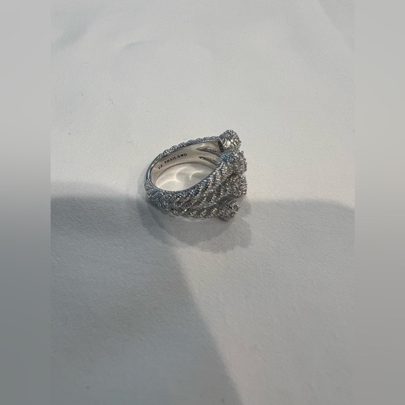 Judith Ripka Rhodium Over Sterling Silver Bypass Heart Romance Ring - Picture 10 of 14